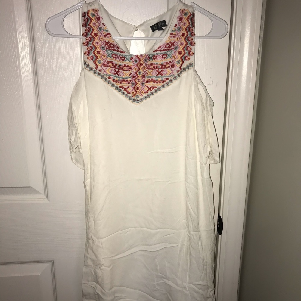 White cold shoulder dress